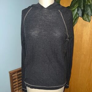 Banana Republic Hoodie Women Medium Gray Organic Cotton Raglan Contrast Stitch